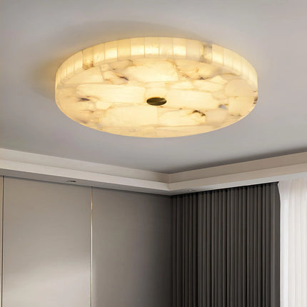 Lampa sufitowa LED z alabastrowym kloszem, nowoczesny design, wpuszczany montaż, dostępna w 7