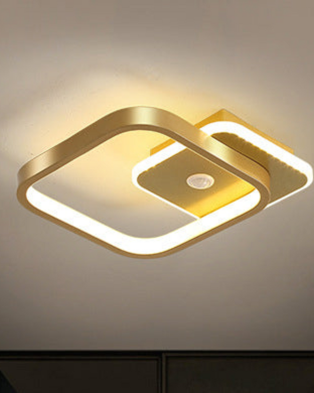 Lampa Sufitowa LED z Czujnikiem Ruchu PIR – Nowoczesna Lampa Sufitowa do Salonu, Energooszczędna, Jasny Brąz, 16W 1