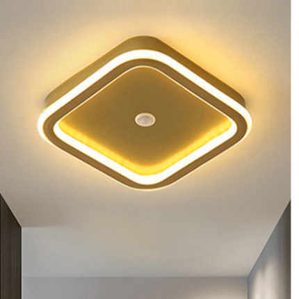 Lampa Sufitowa LED z Czujnikiem Ruchu PIR – Nowoczesna Lampa Sufitowa do Salonu, Energooszczędna, Jasny Brąz, 16W 2