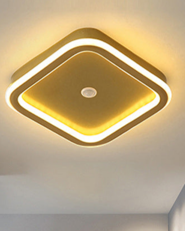 Lampa Sufitowa LED z Czujnikiem Ruchu PIR – Nowoczesna Lampa Sufitowa do Salonu, Energooszczędna, Jasny Brąz, 16W 2