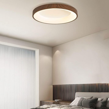 Lampa Sufitowa LED z Naturalnego Drewna Okrągła – Idealna do Sypialni, Energooszczędna, Stylowy Design, Łatwa Instalacja 3
