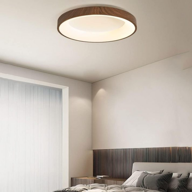 Lampa Sufitowa LED z Naturalnego Drewna Okrągła – Idealna do Sypialni, Energooszczędna, Stylowy Design, Łatwa Instalacja 3