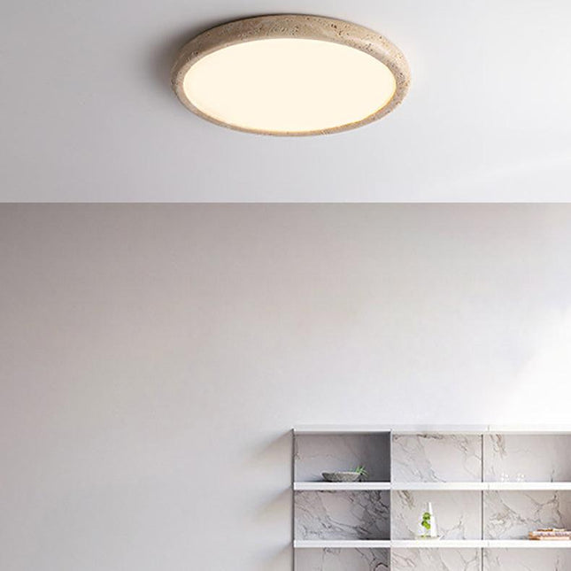 Lampa Sufitowa LED z Naturalnego Kamienia Khaki Ø 38 cm – Stylowe Oświetlenie do Salonu, Energooszczędna Lampy Sufitowe 4