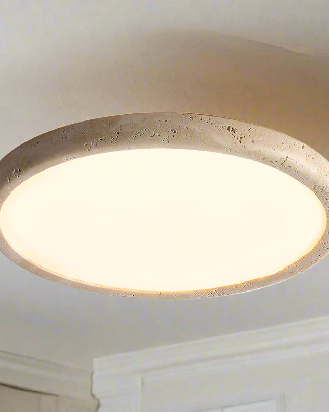 Lampa Sufitowa LED z Naturalnego Kamienia Khaki Ø 38 cm – Stylowe Oświetlenie do Salonu, Energooszczędna Lampy Sufitowe 6