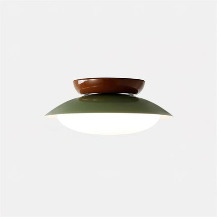 Lampa sufitowa LED retro w brązowo-zielonym kolorze z odporną na wilgoć kopułą, śred 0