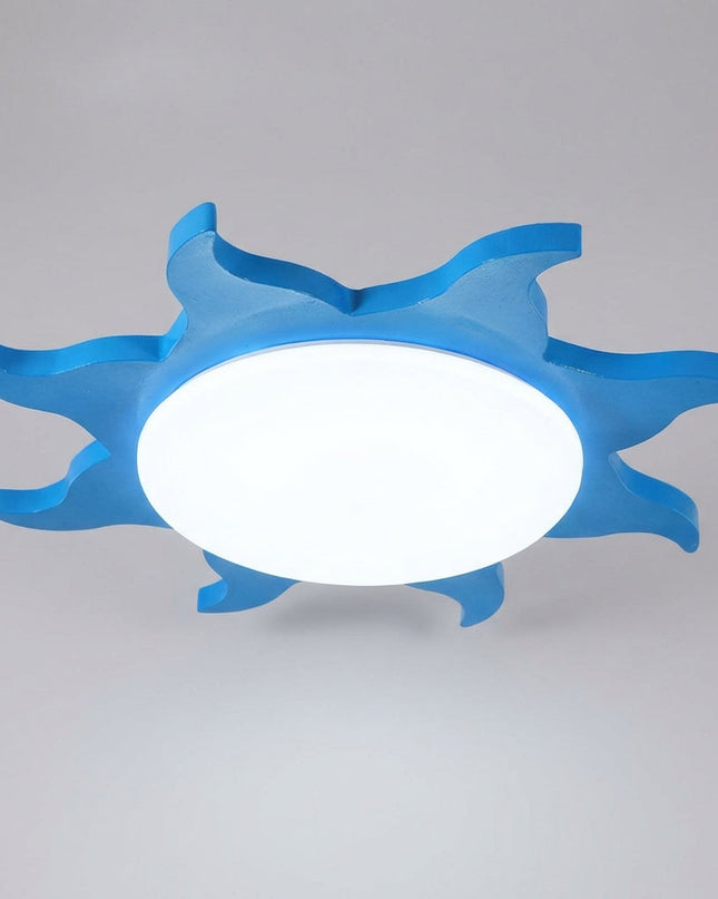 Lampa sufitowa LED z regulowanymi trybami światła, wykonana z drewna i akrylu, w kształcie 2