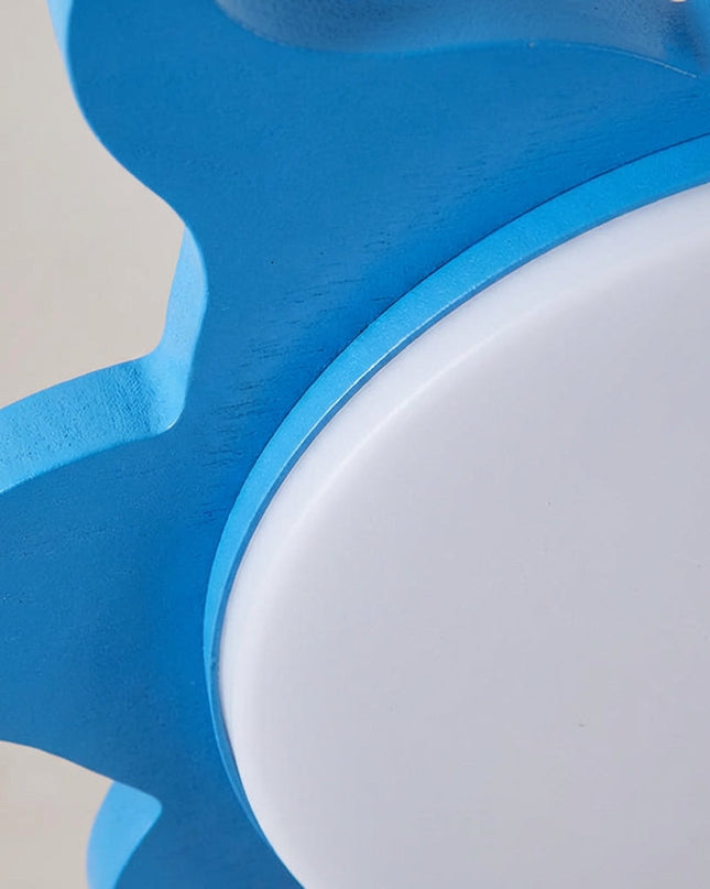 Lampa sufitowa LED z regulowanymi trybami światła, wykonana z drewna i akrylu, w kształcie 3