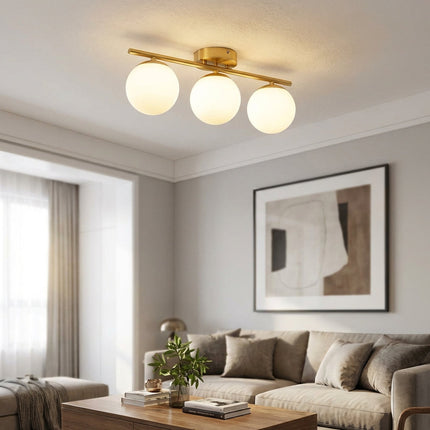 Lampa sufitowa LED z szklaną kulą, nowoczesny minimalistyczny design idealny do salonów i sypialni 1