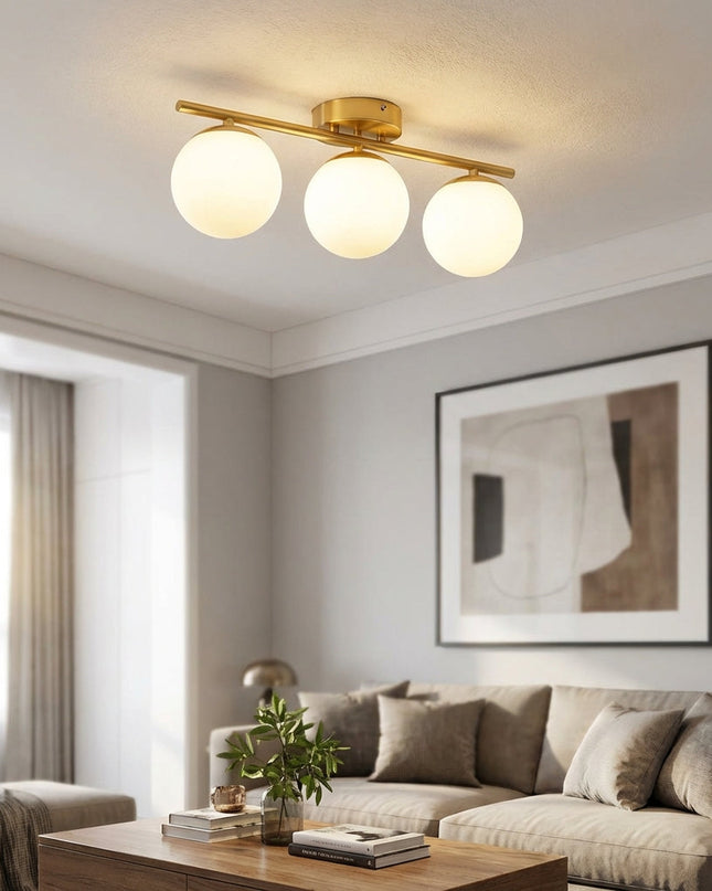 Lampa sufitowa LED z szklaną kulą, nowoczesny minimalistyczny design idealny do salonów i sypialni 1