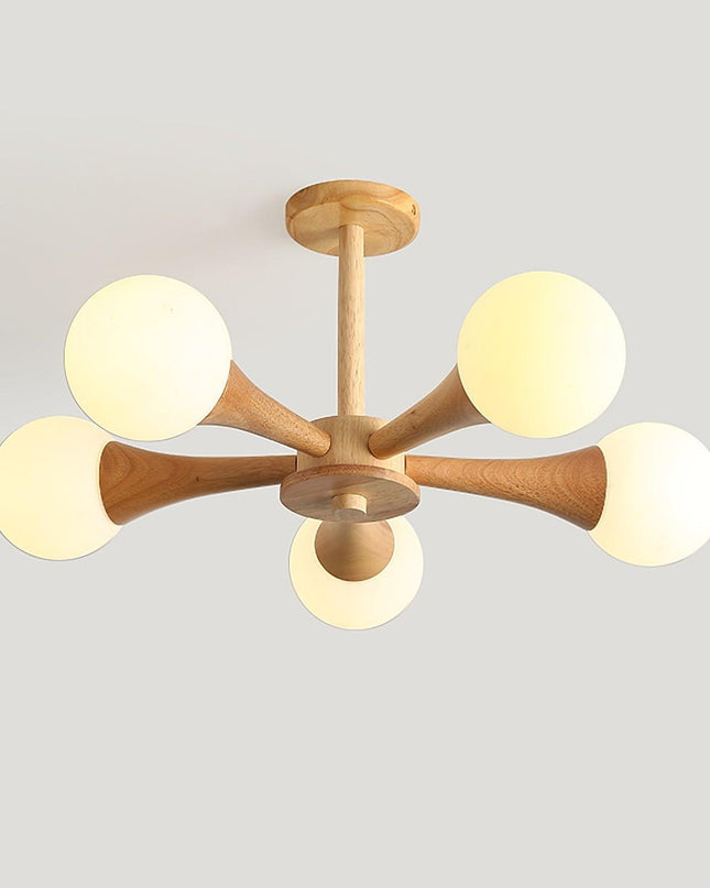 Lampa Sufitowa Nera z Drewna i Szkła – Elegancka Lampa Sufitowa do Salonu z 3-5 Głowicami, Idealna do Oświetlenia LED 10