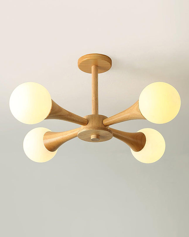 Lampa Sufitowa Nera z Drewna i Szkła – Stylowa Lampa Sufitowa do Sypialni i Salonów z Możliwością Żarówek LED 9