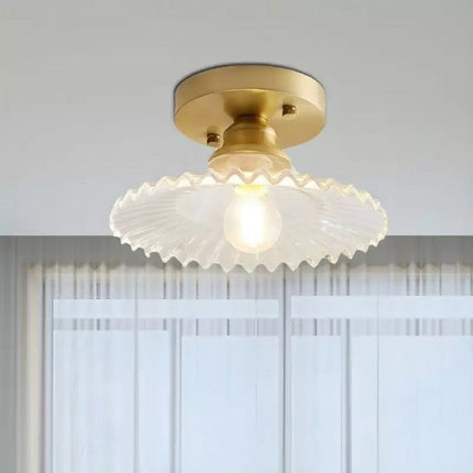 Lampa Sufitowa Vintage z Przezroczystego Szkła, Elegancka Lampa do Sypialni i Salonu, Wisząca Lampy Sufitowe z Prążkowanym Wzorem 0