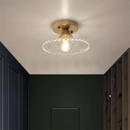 Lampa Sufitowa Vintage z Przezroczystego Szkła, Elegancka Lampa do Sypialni i Salonu, Wisząca Lampy Sufitowe z Prążkowanym Wzorem 1