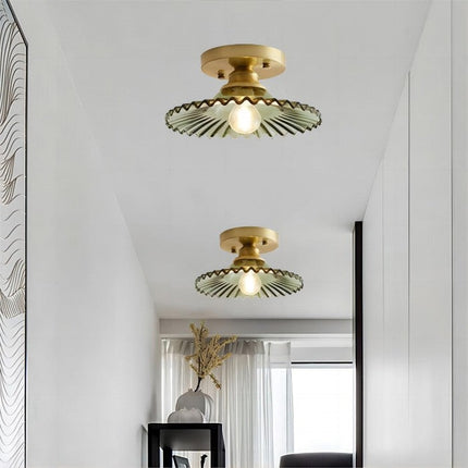 Lampa Sufitowa Vintage z Przezroczystego Szkła, Elegancka Lampa do Sypialni i Salonu, Wisząca Lampy Sufitowe z Prążkowanym Wzorem 6