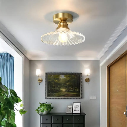 Lampa Sufitowa Vintage z Przezroczystego Szkła, Elegancka Lampa do Sypialni i Salonu, Wisząca Lampy Sufitowe z Prążkowanym Wzorem 7