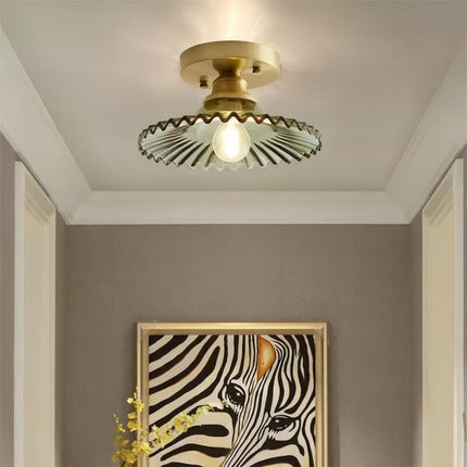 Lampa Sufitowa Vintage z Przezroczystego Szkła, Elegancka Lampa do Sypialni i Salonu, Wisząca Lampy Sufitowe z Prążkowanym Wzorem 8