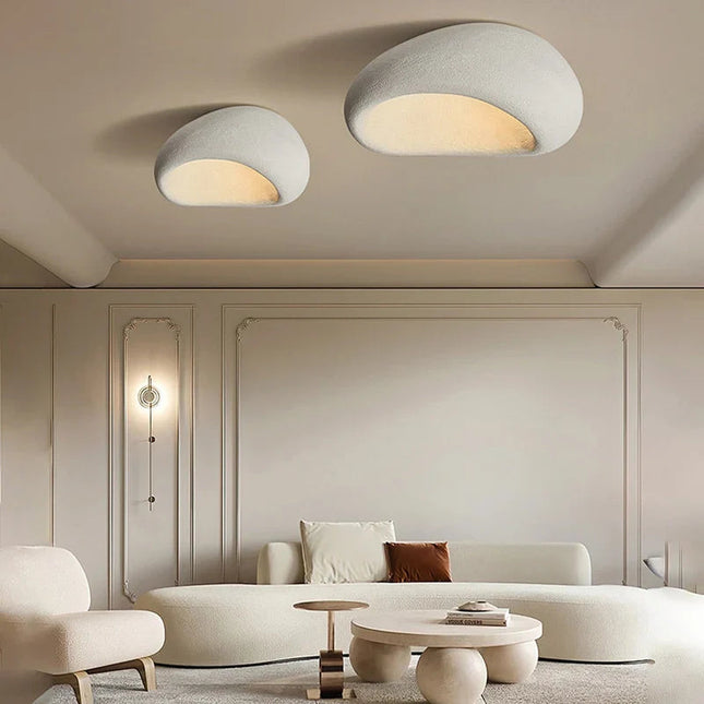 Lampa Sufitowa Wabi-Sabi LED z Naturalnych Materiałów do Salonu i Sypialni – Ciepłe Białe Światło 3000K, 45CM/52CM 1