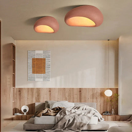 Lampa Sufitowa Wabi-Sabi LED z Naturalnych Materiałów do Salonu i Sypialni – Ciepłe Białe Światło 3000K, 45CM/52CM 2