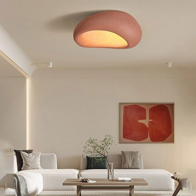 Lampa Sufitowa Wabi-Sabi LED z Naturalnych Materiałów do Salonu i Sypialni – Ciepłe Białe Światło 3000K, 45CM/52CM 4