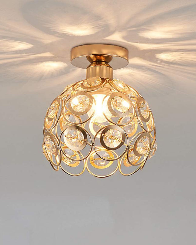 Lampa Sufitowa Złota w Kształcie Kuli – Elegancka Lampy Sufitowe do Przedpokoju, Kryształowe Wykończenie, E27 1