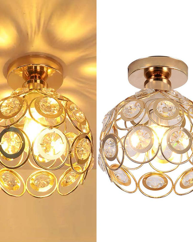 Lampa Sufitowa Złota w Kształcie Kuli – Elegancka Lampy Sufitowe do Przedpokoju, Kryształowe Wykończenie, E27 5