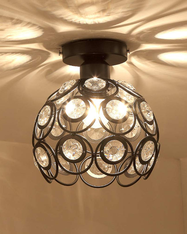 Lampa Sufitowa Złota w Kształcie Kuli – Elegancka Lampy Sufitowe do Przedpokoju, Kryształowe Wykończenie, E27 6