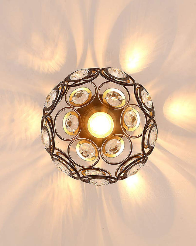 Lampa Sufitowa Złota w Kształcie Kuli – Elegancka Lampy Sufitowe do Przedpokoju, Kryształowe Wykończenie, E27 7