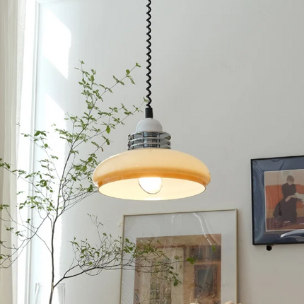 Lampa Wisząca Bauhaus Okrągły Klosz Szkło Pomarańczowe – Nowoczesna Lampa do Salonu i Jadalni 3