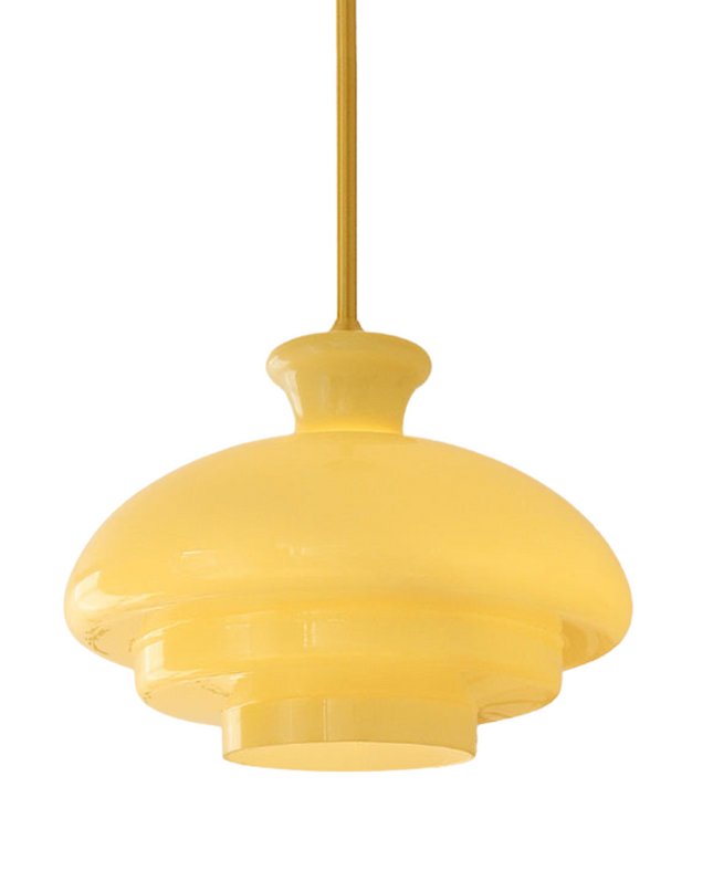 Lampa Wisząca Bauhaus z Kremowo-Żółtego Szkła – Elegancka Lampa do Salonu w Stylu Vintage 1