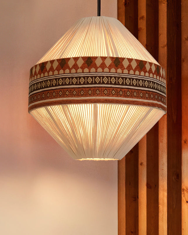 Lampa Wisząca Boho z Frędzlami – Stylowa Lampa z Geometricznymi Wzorami 1