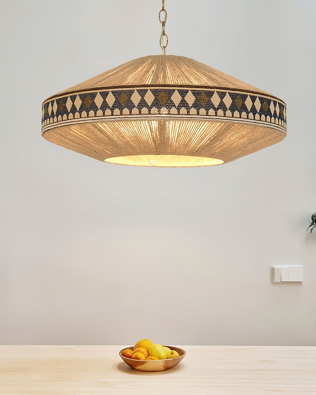Lampa Wisząca Boho z Frędzlami – Stylowa Lampa z Geometricznymi Wzorami 5