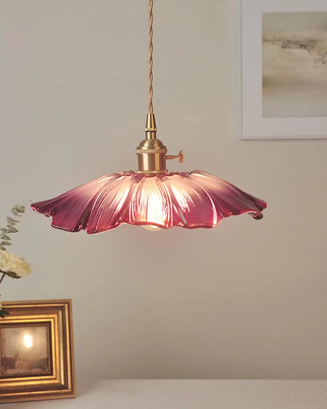 Lampa Wisząca Cullivan Flower z Szklanym Kloszem w Kształcie Kwiatu – Elegancka Lampa do Salonu Regulowana do 150 cm 2