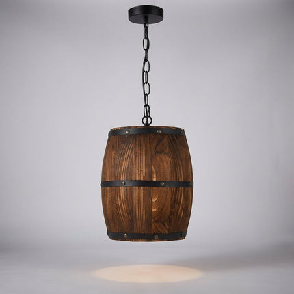 Lampa wisząca drewniana z metalowymi akcentami w retro rustykalnym stylu, idealna do salonu i 1