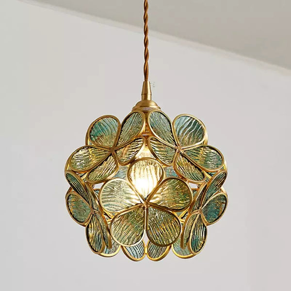 Lampa Wisząca Floyem Flower z Mosiężną Ramą – Elegancki Klosz Kwiatowy 1