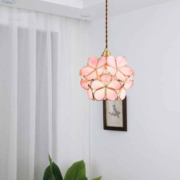 Lampa Wisząca Floyem Flower z Mosiężną Ramą – Elegancki Klosz Kwiatowy 7