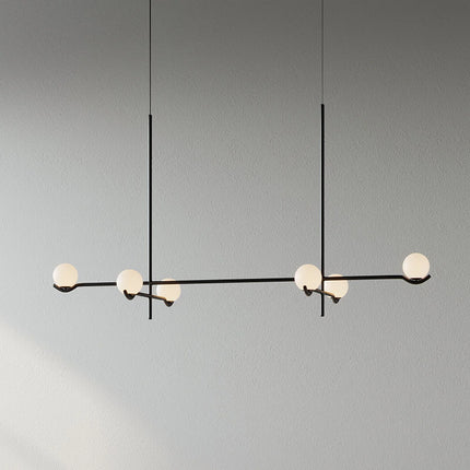 Lampa wisząca Globe z metalowymi prętami i szklanymi kloszami, nowoczesne oświetlenie 10