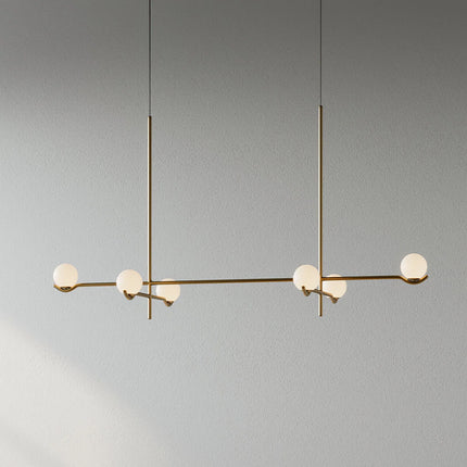 Lampa wisząca Globe z metalowymi prętami i szklanymi kloszami, nowoczesne oświetlenie 11