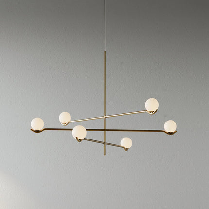 Lampa wisząca Globe z metalowymi prętami i szklanymi kloszami, nowoczesne oświetlenie 14
