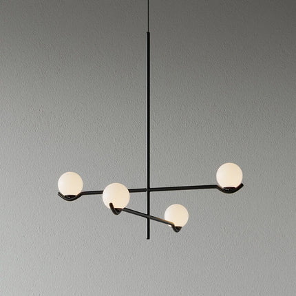 Lampa wisząca Globe z metalowymi prętami i szklanymi kloszami, nowoczesne oświetlenie 9