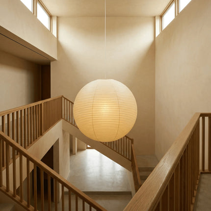 Lampa wisząca Globe z regulowanym przewodem i kloszem Washi, idealna do oświetlenia salonu i nad 7