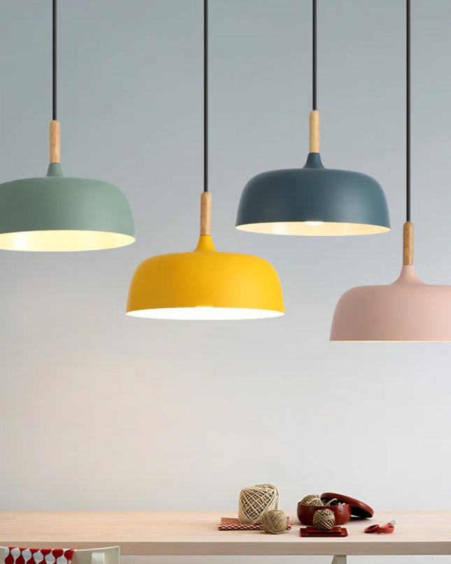 Lampa Wisząca Japandi w Stylu Nowoczesnym z Aluminium i Drewna – Dwa Rozmiary 13