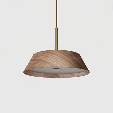 Lampa Wisząca Japandi z Mosiądzu i Drewna – Nowoczesna Lampa do Salonu i Nad Stół z Zintegrowanym Oświetleniem LED 0