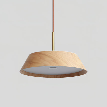 Lampa Wisząca Japandi z Mosiądzu i Drewna – Nowoczesna Lampa do Salonu i Nad Stół z Zintegrowanym Oświetleniem LED 10