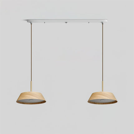 Lampa Wisząca Japandi z Mosiądzu i Drewna – Nowoczesna Lampa do Salonu i Nad Stół z Zintegrowanym Oświetleniem LED 14