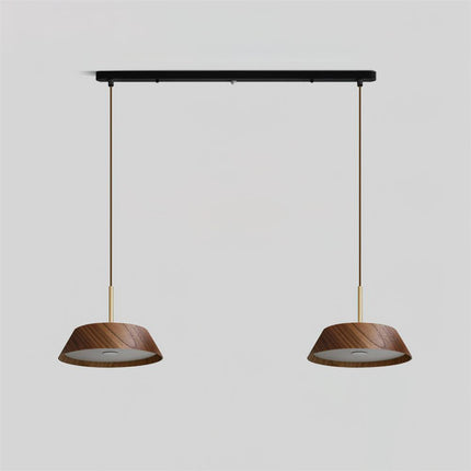 Lampa Wisząca Japandi z Mosiądzu i Drewna – Nowoczesna Lampa do Salonu i Nad Stół z Zintegrowanym Oświetleniem LED 15