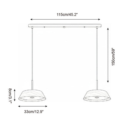 Lampa Wisząca Japandi z Mosiądzu i Drewna – Nowoczesna Lampa do Salonu i Nad Stół z Zintegrowanym Oświetleniem LED 7