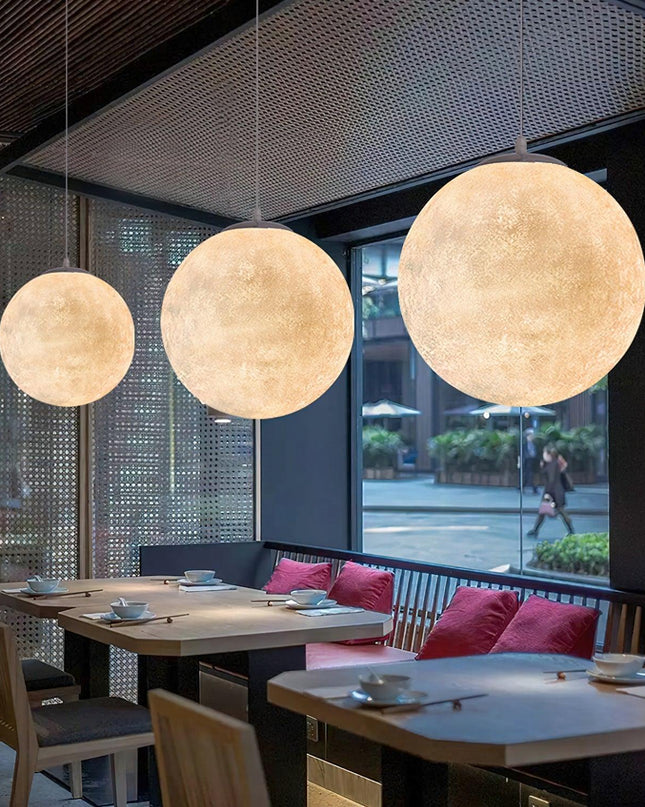 Lampa Wisząca Księżycowa LED z Regulowaną Wysokością – Nowoczesne Oświetlenie do Salonu i Sypialni 1
