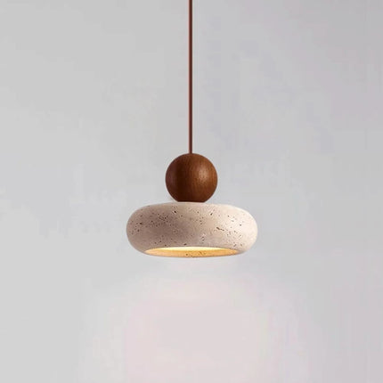 Lampa wisząca LED z drewna i betonu, emitująca ciepłe światło, o nowoczesnym minimalistycznym design 2