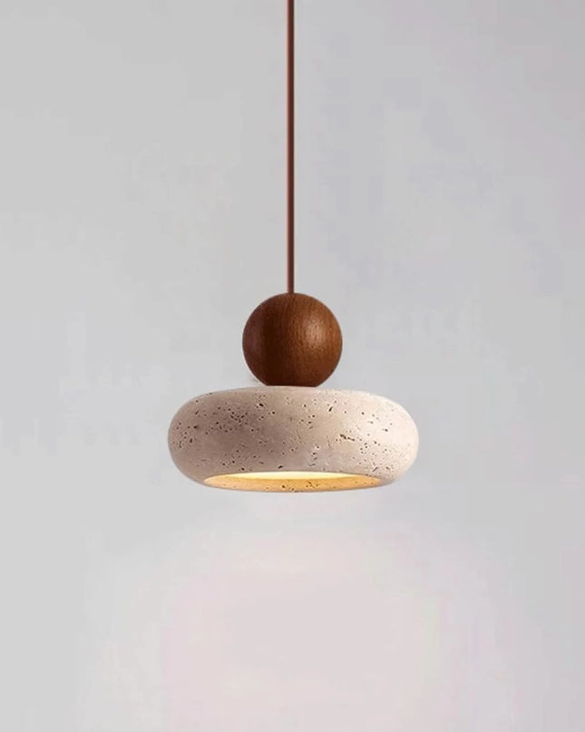 Lampa wisząca LED z drewna i betonu, emitująca ciepłe światło, o nowoczesnym minimalistycznym design 2