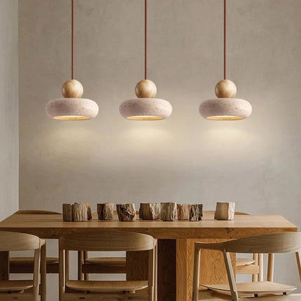 Lampa wisząca LED z drewna i betonu, emitująca ciepłe światło, o nowoczesnym minimalistycznym design 8
